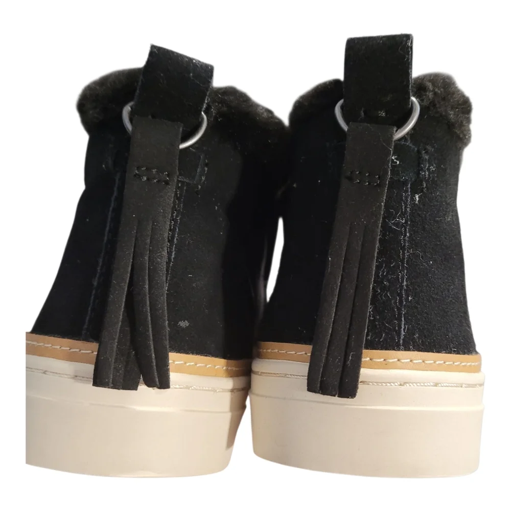 Toms‎ Paxton Leather Faux Fur Chukka Sneaker Booties Women's Black sz 11